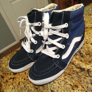 Rare Vans Sk8-Hi Canvas Dress Blue/True White Men's 7.5 Women's 9 Skater Shoes